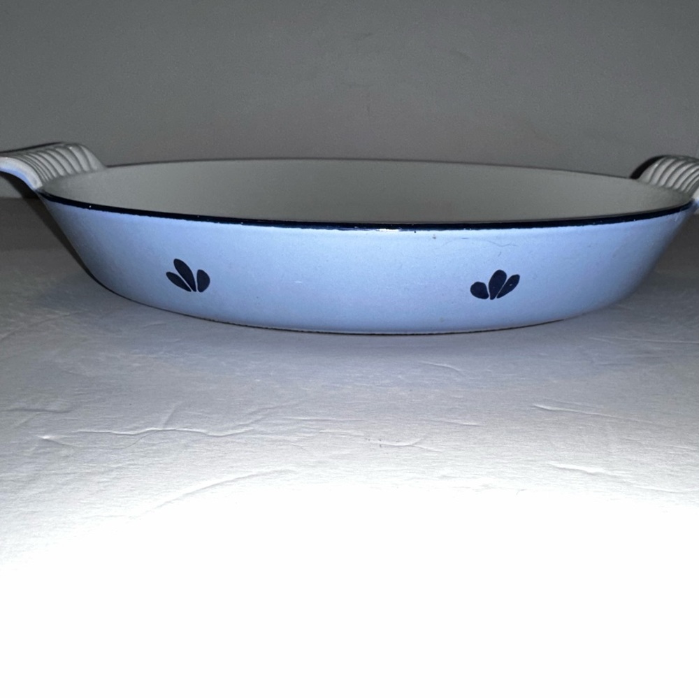 Vintage DRU Holland Blue Enamel Baking Dish